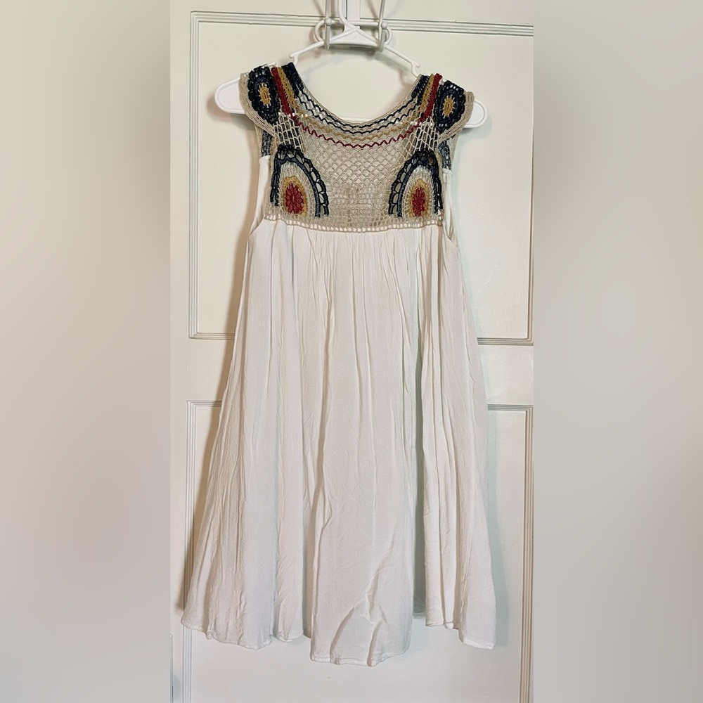 EARTHBOUND White Dress with Colorful Embroidery